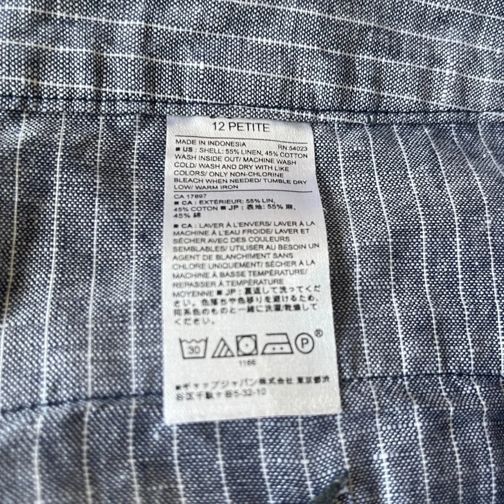 Banana Republic Hampton‎ Fit Blue Striped Linen Cotton Ankle Pants  12P